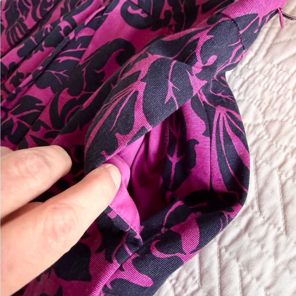 Boden Magenta and Navy Floral Skater Skirt - Picture 5 of 6